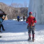 岩根山荘でアイスクライミング♪トップロープでリードの練習！