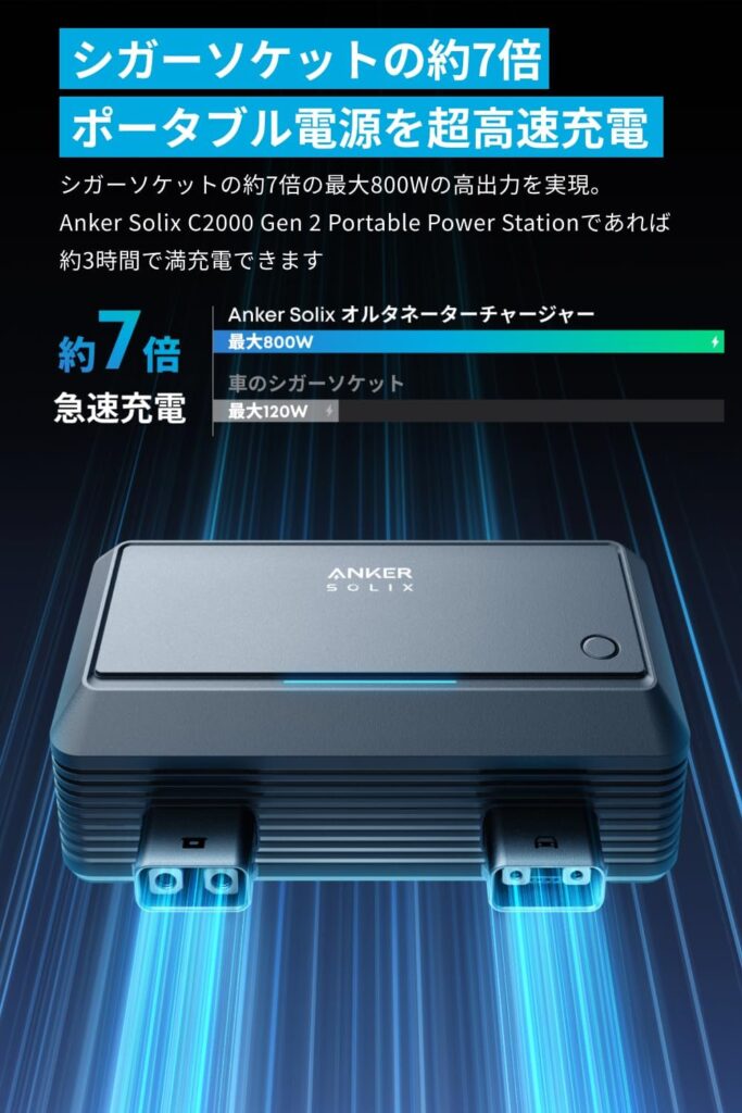 【走行充電器】EcoFlow Alternator Charger(800W)の実力は?強みと注意点|競合比較・セール情報・海外情報を徹底解説レビュー|ポータブル電源のオルタネーターチャージャー 6 anker solix alternator charger review 【走行充電器】EcoFlow Alternator Charger(800W)の実力は?強みと注意点|競合比較・セール情報・海外情報を徹底解説レビュー|ポータブル電源のオルタネーターチャージャー