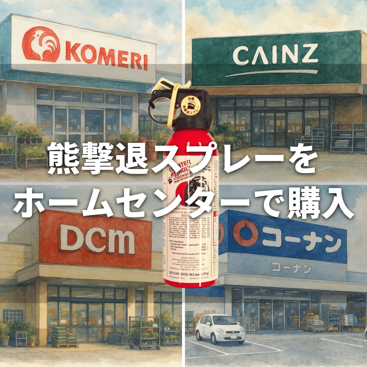 熊撃退スプレーを購入できるホームセンター（コメリ・カインズ・DCM・コーナン）等を調査