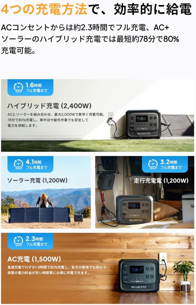 4つの充電方法と高速充電