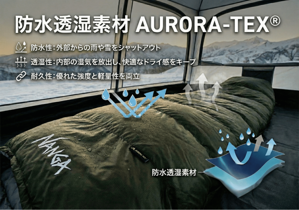 【別注あり】オーロラテックス ライト600DXの実力は?特徴・注意点・別注モデルを徹底解説レビュー 34 ナンガの防水透湿素材「オーロラテック」とは?