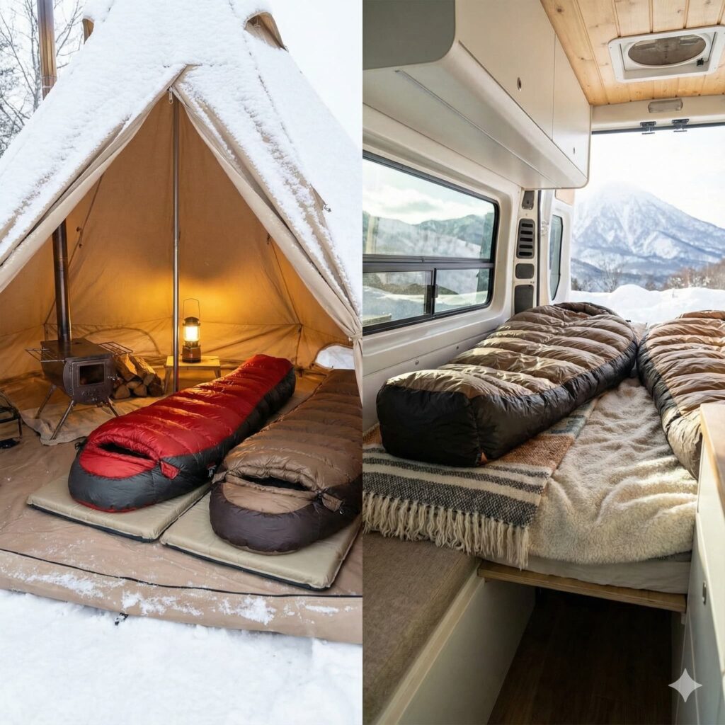 【ナンガ寝袋の全体像】種類別の違いと最強&おすすめモデルを徹底解説 73 冬の車中泊やキャンプ