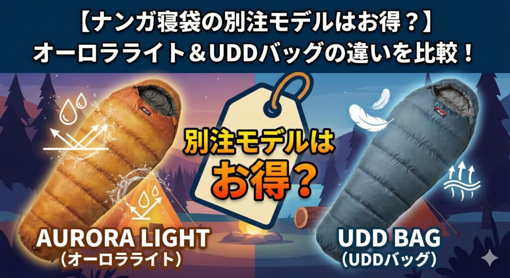 【ナンガ寝袋の別注モデルはお得?】オーロラライト&UDDバッグの違いを比較!