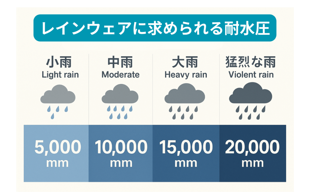 登山で使える耐水圧とは?レインウェア選びとケアのポイント解説 6 雨とレインウェアに求められる耐水圧