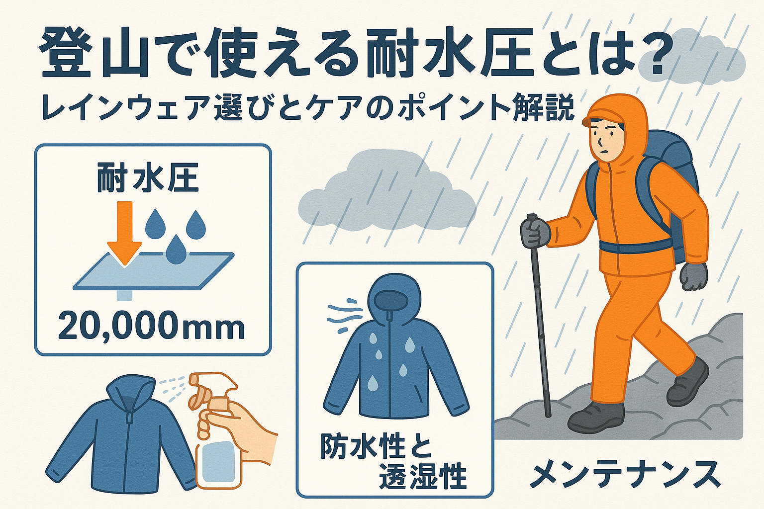 登山で使える耐水圧とは？レインウェア選びとケアのポイント解説